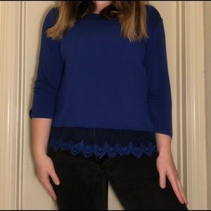 3/4 Sleeve T with Crochet Detailing!
